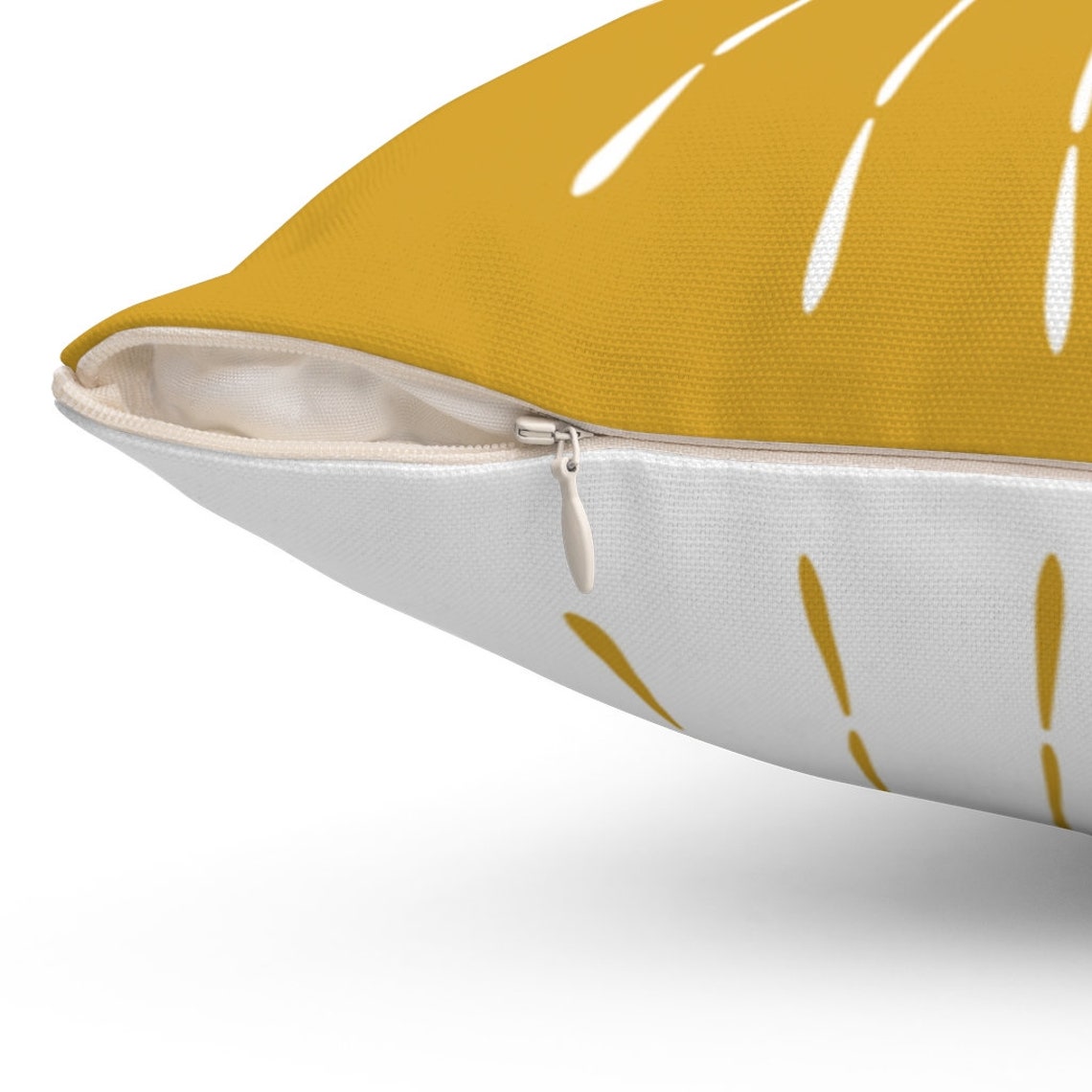 Boho Throw Pillow Mustard Yellow and White Retro Sunburst Etsy