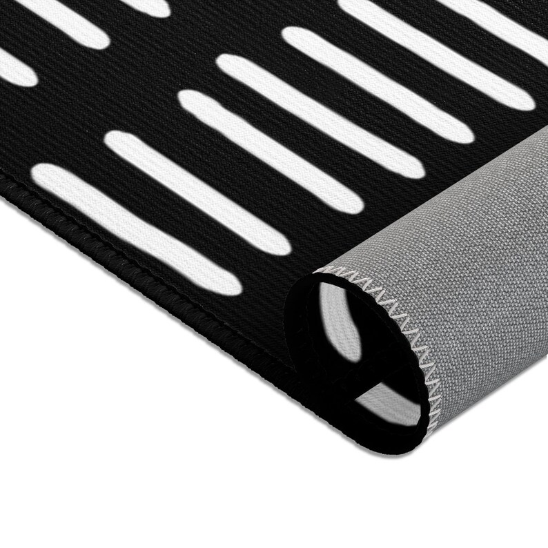 Boho Rug Mudcloth Pattern Black and White Area Rug Modern Etsy
