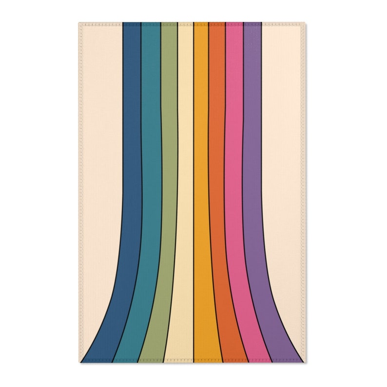 Retro Rug, 70s Rug, Funky Rug, Trippy Rug, Hippie Rug, Retro Rainbow Area Rug, Abstract Groovy Boho Rug, Kitchen Bedroom Living Room Art Rug image 3