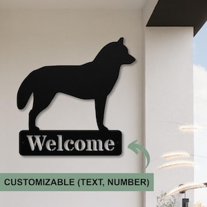 Husky Gifts, Siberian Husky Welcome Sign, Custom Husky Dog Metal Wall Art, Personalized Husky Gift Ideas for Men Women, Welcome Porch Sign