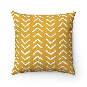 Boho Throw Pillow, Mustard Yellow Chevrons Throw Pillow Cover, Bohemian Pillow Case, Chevron Geometric Decorative Pillow, Modern Home Decor