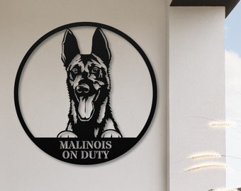 Belgian Malinois Beware Of Dog Sign – 8x12 Metal Fence Sign Made In USA
