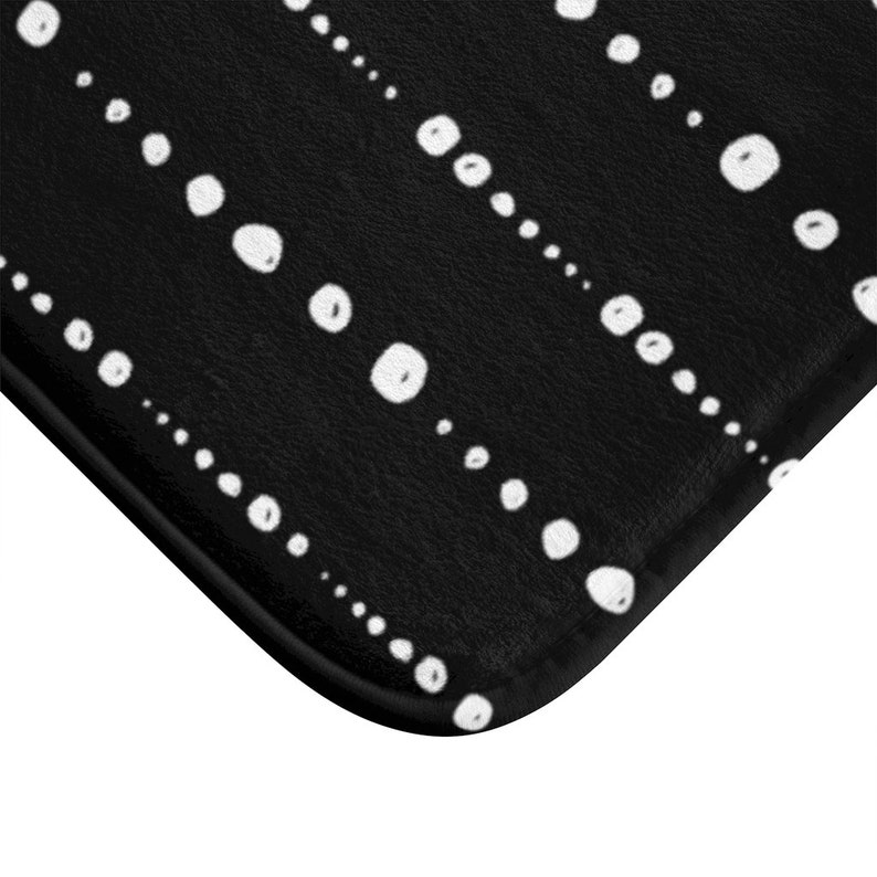 Minimalist Scandinavian Bath Mat Black and White Boho Bath Etsy