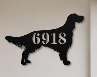 English Setter Custom House Number Sign, Personalized English Setter Gifts, Setter Dog Metal Wall Art, Front Porch Address Sign, Door Sign
