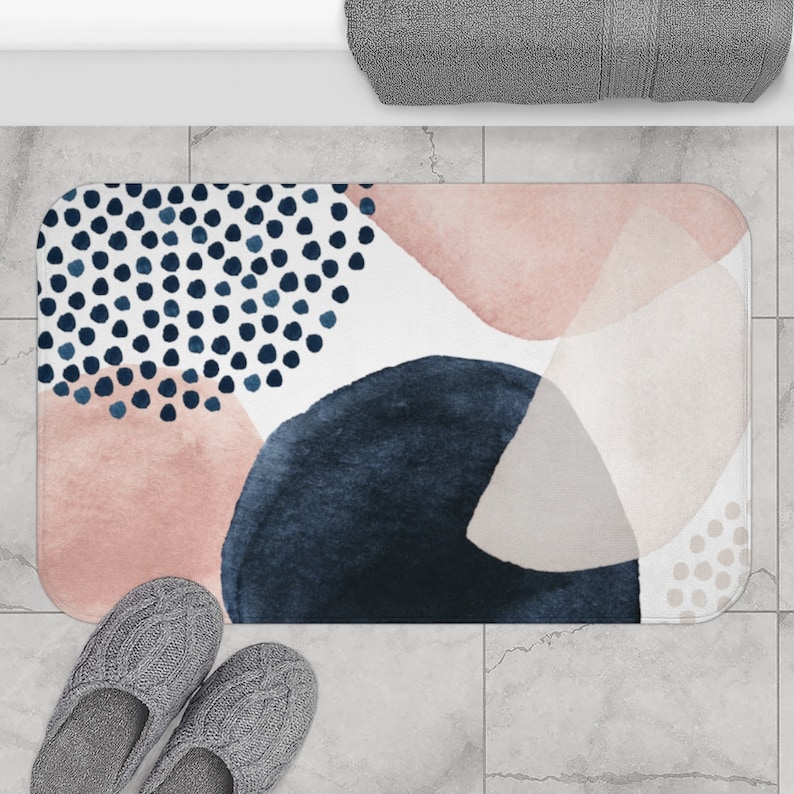 Abstract Art Bath Mat Nonslip Modern Boho Chic Bath Rug With Etsy