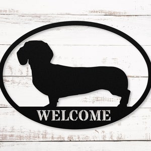 Dachshund Welcome Sign for Front Porch, Dachshund Gift, Dachshund Decor Metal Wall Art for House, Doxie Door Dign, Wiener Weiner Dog Gifts
