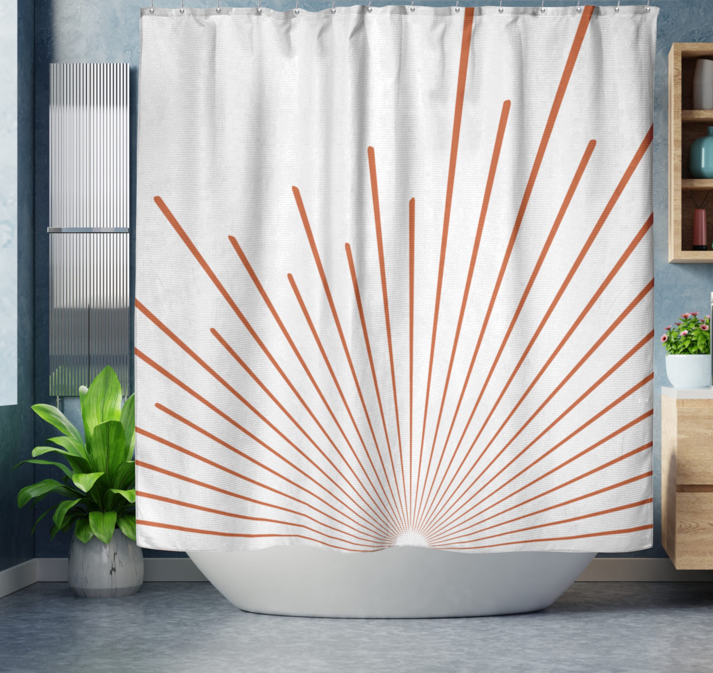 Boho Shower Curtain Sunburst Bohemian Shower Curtain Boho Etsy