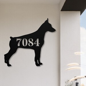 Doberman Custom House Number Sign, Doberman Gifts, Personalized Doberman Pinscher Metal Wall Art, Front Porch Sign, Door Sign, Patio Decor