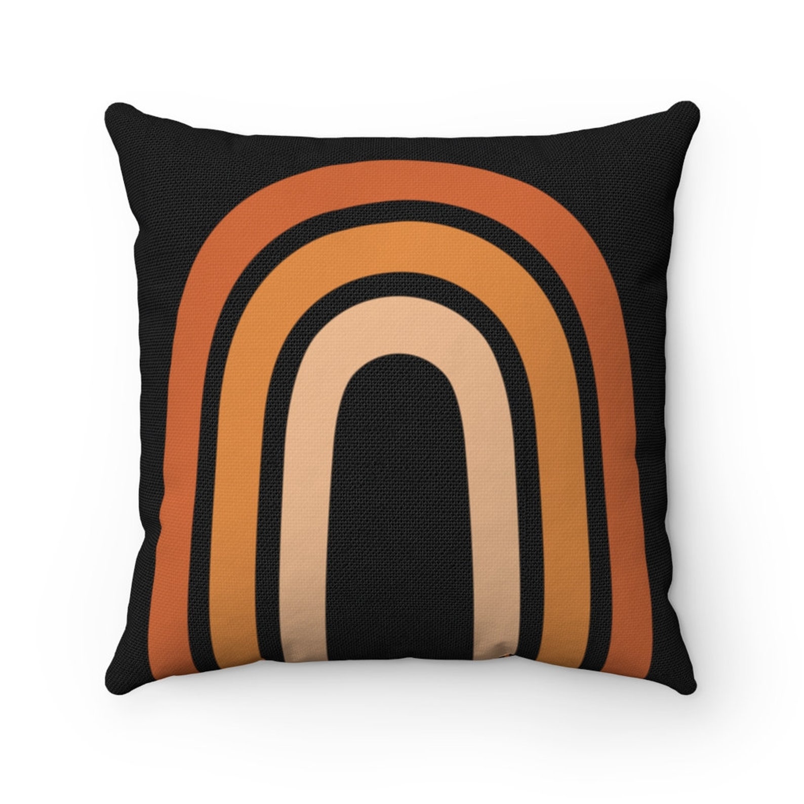 Boho Throw Pillow Burnt Orange Mid Century Modern Rainbow Etsy UK