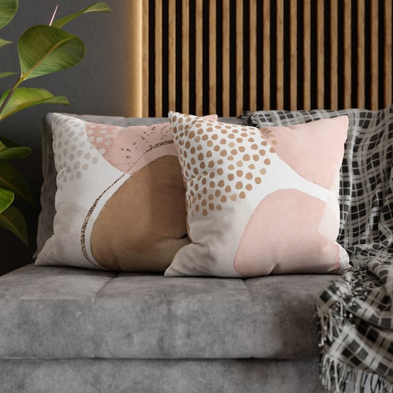 Abstract Art Boho Pillow Cover Boho Chic Throw Pillow Case W Watercolor Shapes in Beige Pink Ivory Gold Cute Bohemian Decorative Pillows Etsy UK