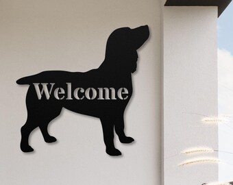 Boykin Spaniel Gifts, Welcome Sign, Custom Boykin Spaniel Art Silhouette Signs, Personalized Dog Lover Metal Wall Art, Welcome Porch Sign