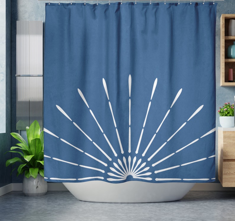 Boho Shower Curtain Retro Sunburst Bohemian Shower Curtain Etsy