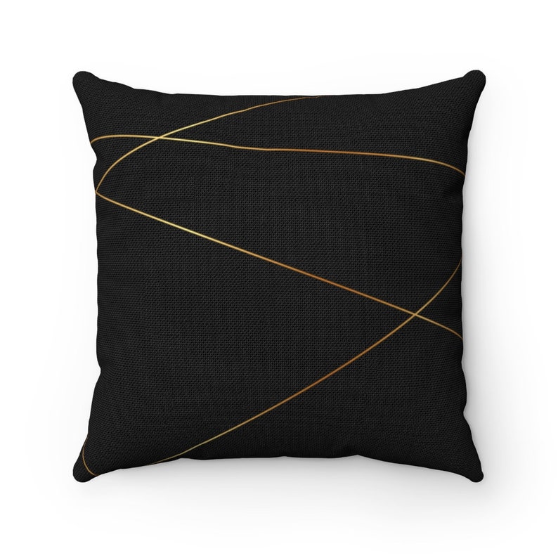 Minimalist Geometric Pillow Cover Black and Gold Brown Modern Etsy