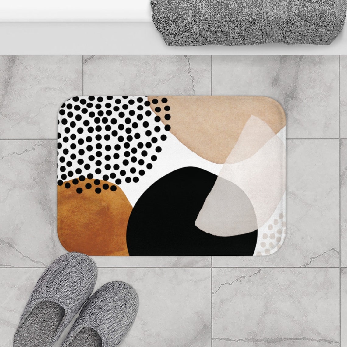 Abstract Art Bath Mat Nonslip Modern Boho Chic Bath Rug With Etsy