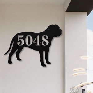 Mastiff Custom House Number Sign, English Mastiff Gifts, Personalized Dog Metal Wall Art, Front Porch Address Sign, Door Sign, Mastiff Decor