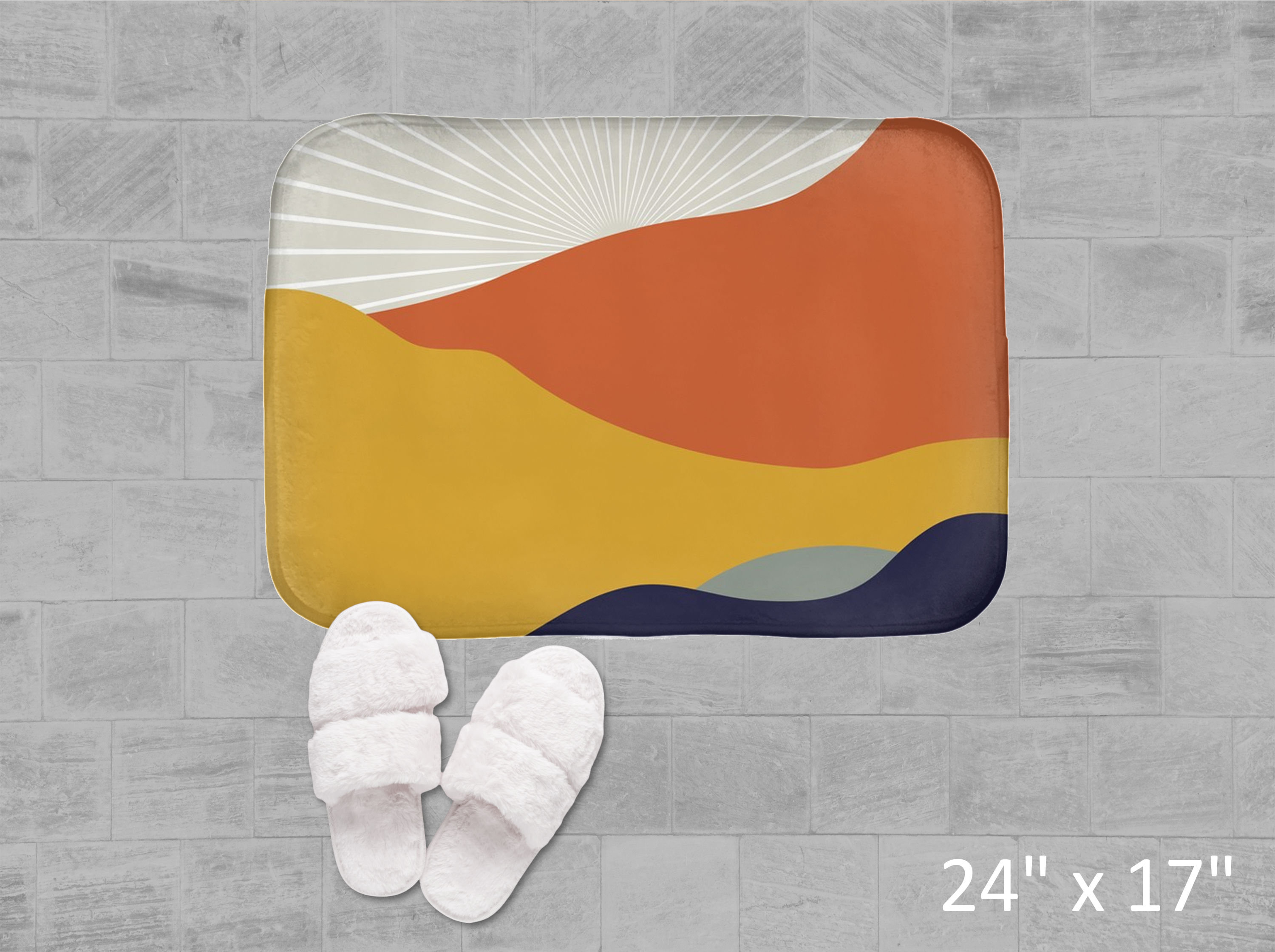 Mountain Sunrise Boho Bath Mat Abstract Modern Bohemian Bath Etsy