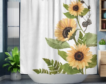 Fabric Trendy Shower Curtain for Bathroom Housewarming Gift Modern Sunflower Pattern Hippie Shower Curtain Aethetic Vintage Hippie Sunflower Funny Shower Curtain