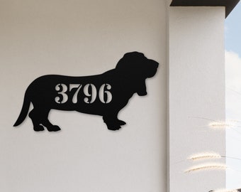 Custom Basset Hound Metal Art, House Number Sign, Basset Hound Gifts, Personalized Basset Hound Decor, Dog Metal Wall Art, Wall Decoration