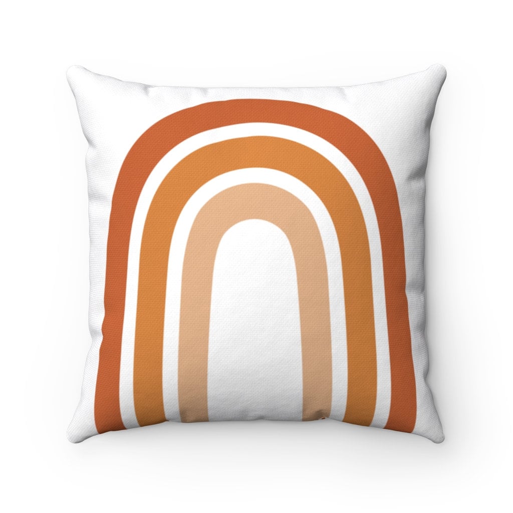 Boho Throw Pillow Burnt Orange Mid Century Modern Rainbow Etsy UK