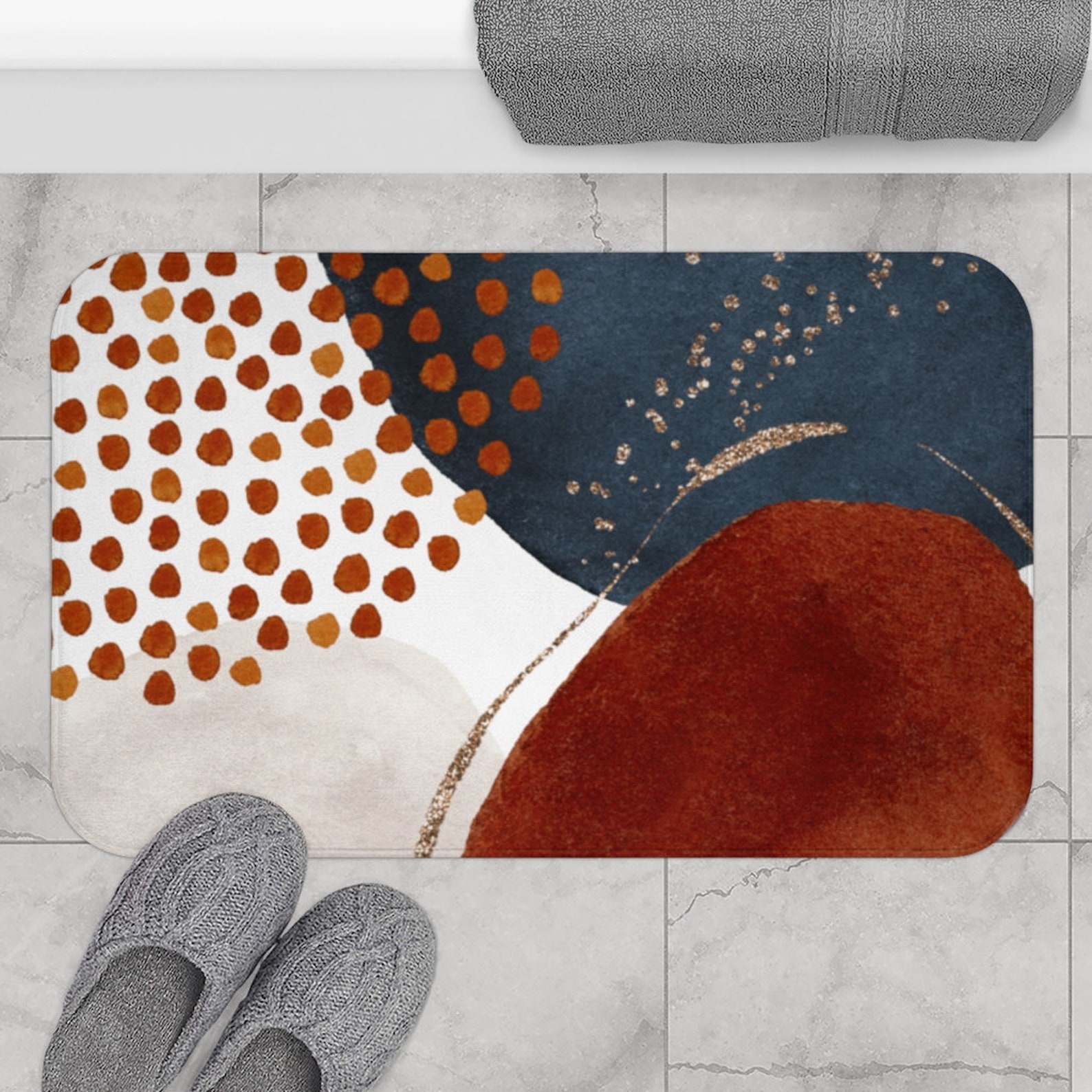 Abstract Art Bath Mat Non-slip Modern Bath Rug With Organic - Etsy