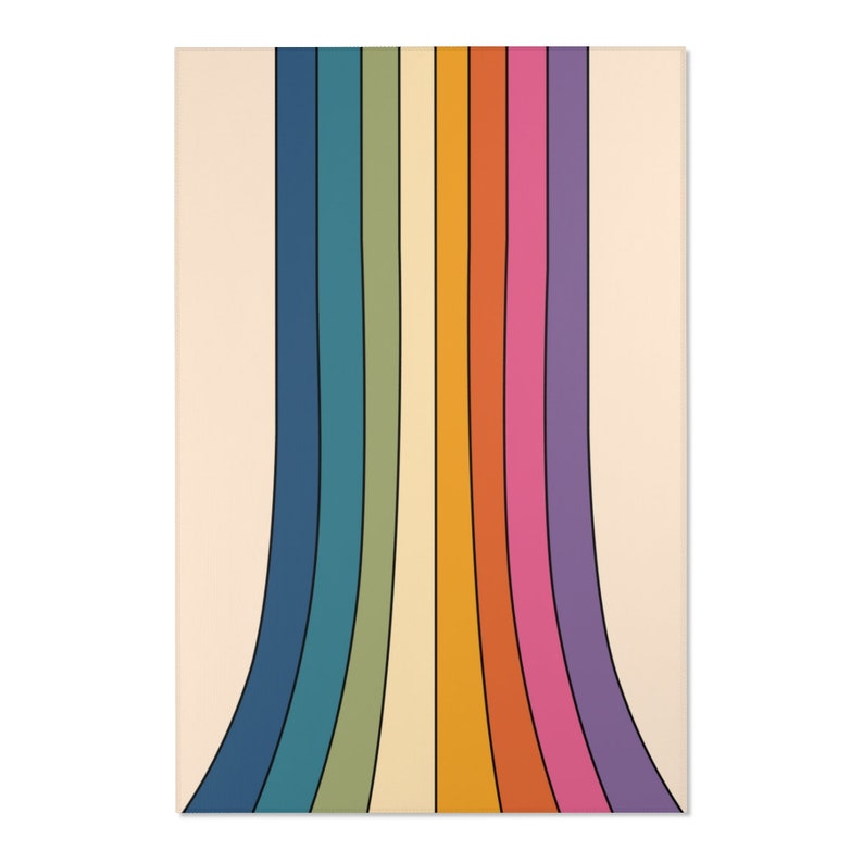 Retro Rug, 70s Rug, Funky Rug, Trippy Rug, Hippie Rug, Retro Rainbow Area Rug, Abstract Groovy Boho Rug, Kitchen Bedroom Living Room Art Rug image 5