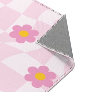 Pink Checkered Rug, Checkerboard Flower Rug, Cute Rug, Danish Pastel Room Decor, Y2K Decor Area Rug, Indie Room Decor Aesthetic Teen Dorm image 7