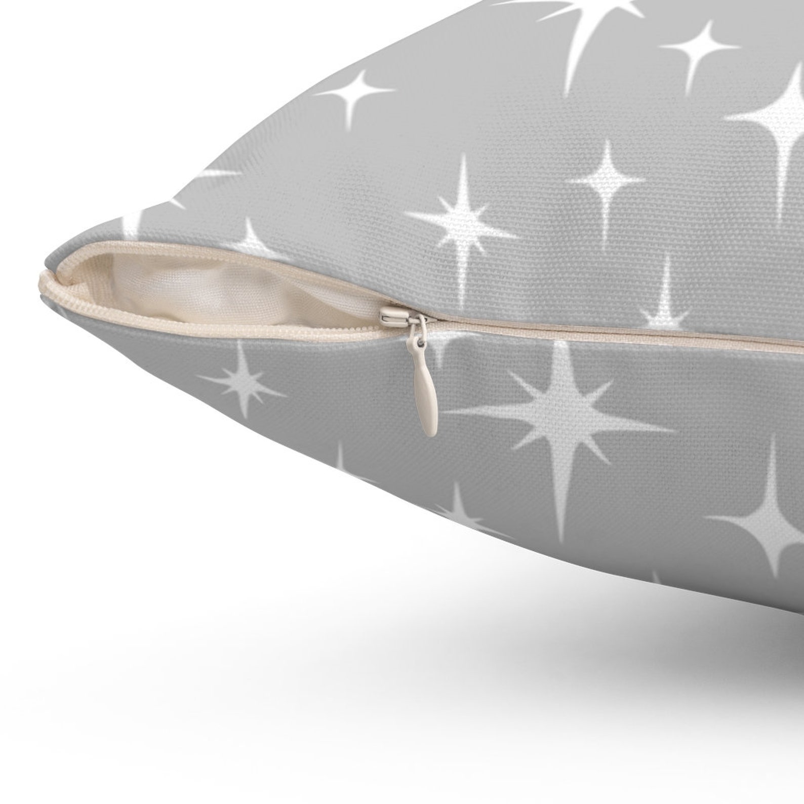 Retro Throw Pillow Cover Gray and White Atomic Starburst Mid Etsy