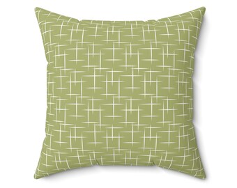 Retro Throw Pillow, Olive Green Atomic Starburst Mid Century Modern Boho Pillow Cover, Funky Pillows, 50s 60s 70s Mcm Vintage Style Decor