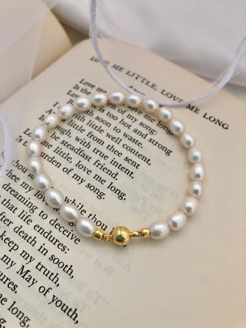 Gift Freshwater Pearl Bracelet Personalized Wedding Real Pearl Bracelet June Birthstone Gift Genuine Pearl Bracelet Bridal Gift