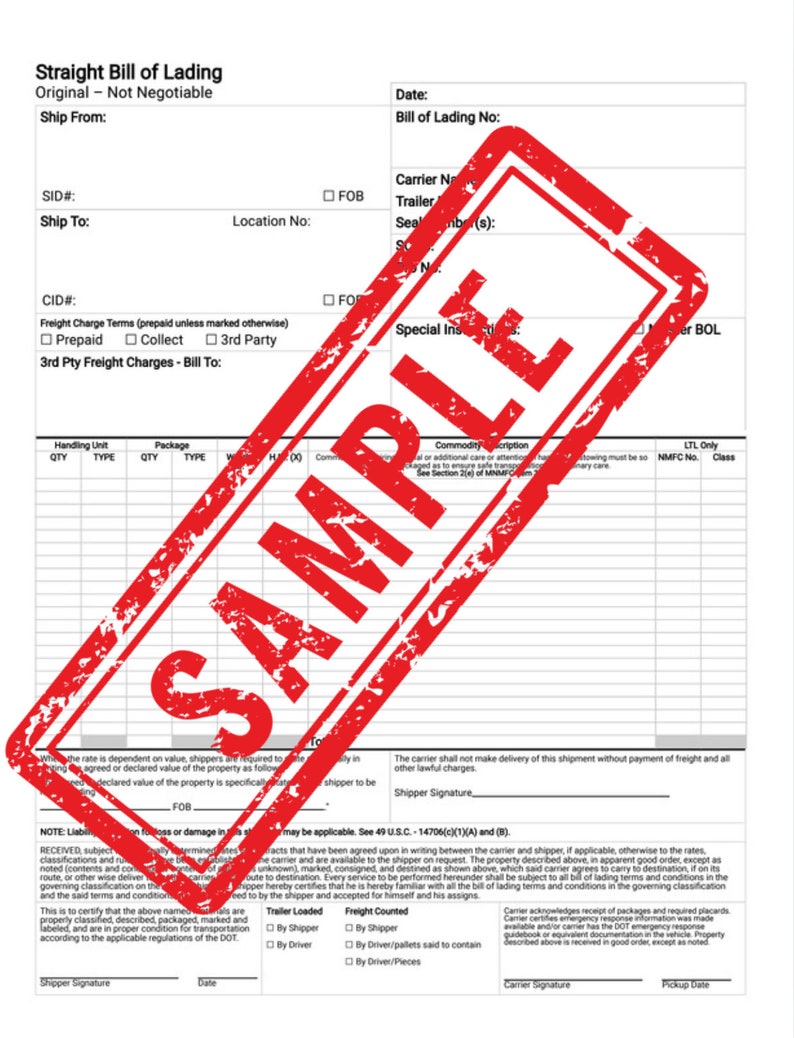 Bill of Lading - Etsy