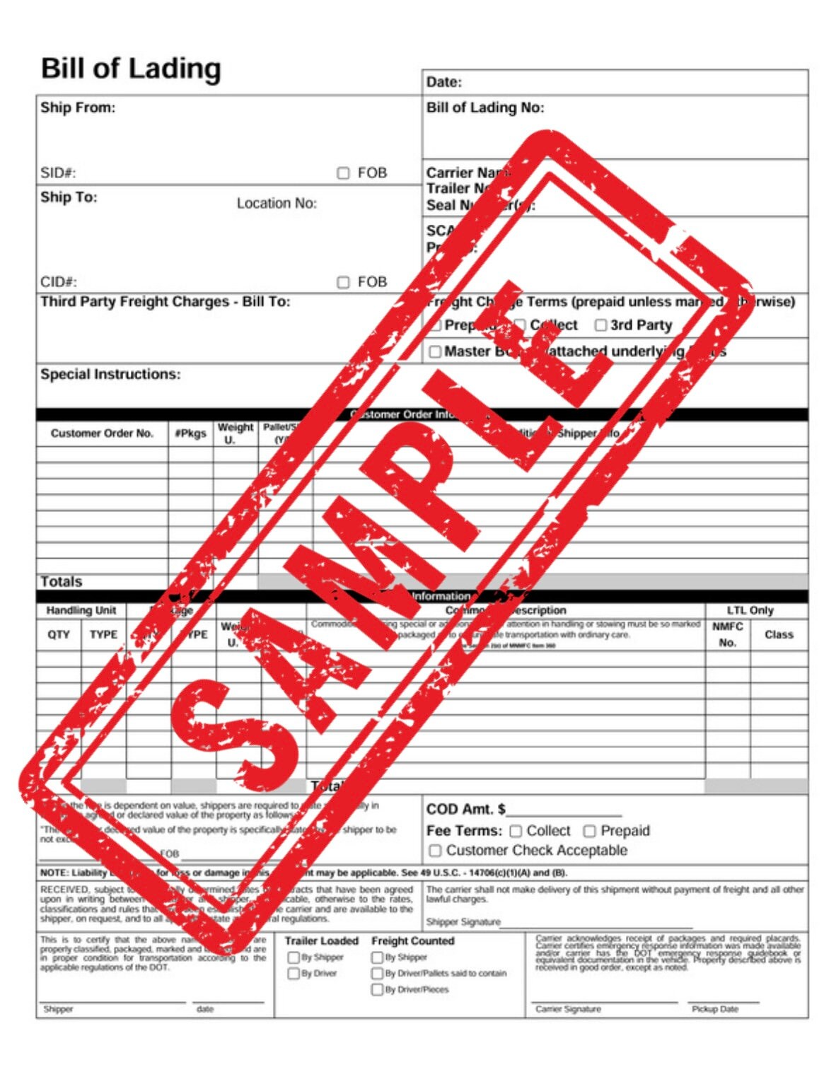 BOL Bill of Lading - Etsy