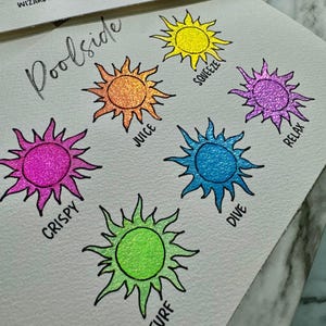 Poolside Collection - Neon Colorshifting Watercolor paint set of 6 by Dreamland Watercolor