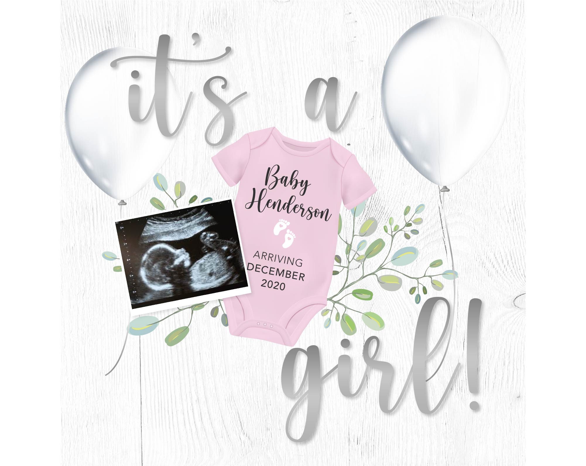 Digital Pregnancy Announcement. Social Media Baby Girl Reveal. Etsy