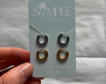 Waterproof Small Hoop Earrings | Gold & Silver Stainless Steel