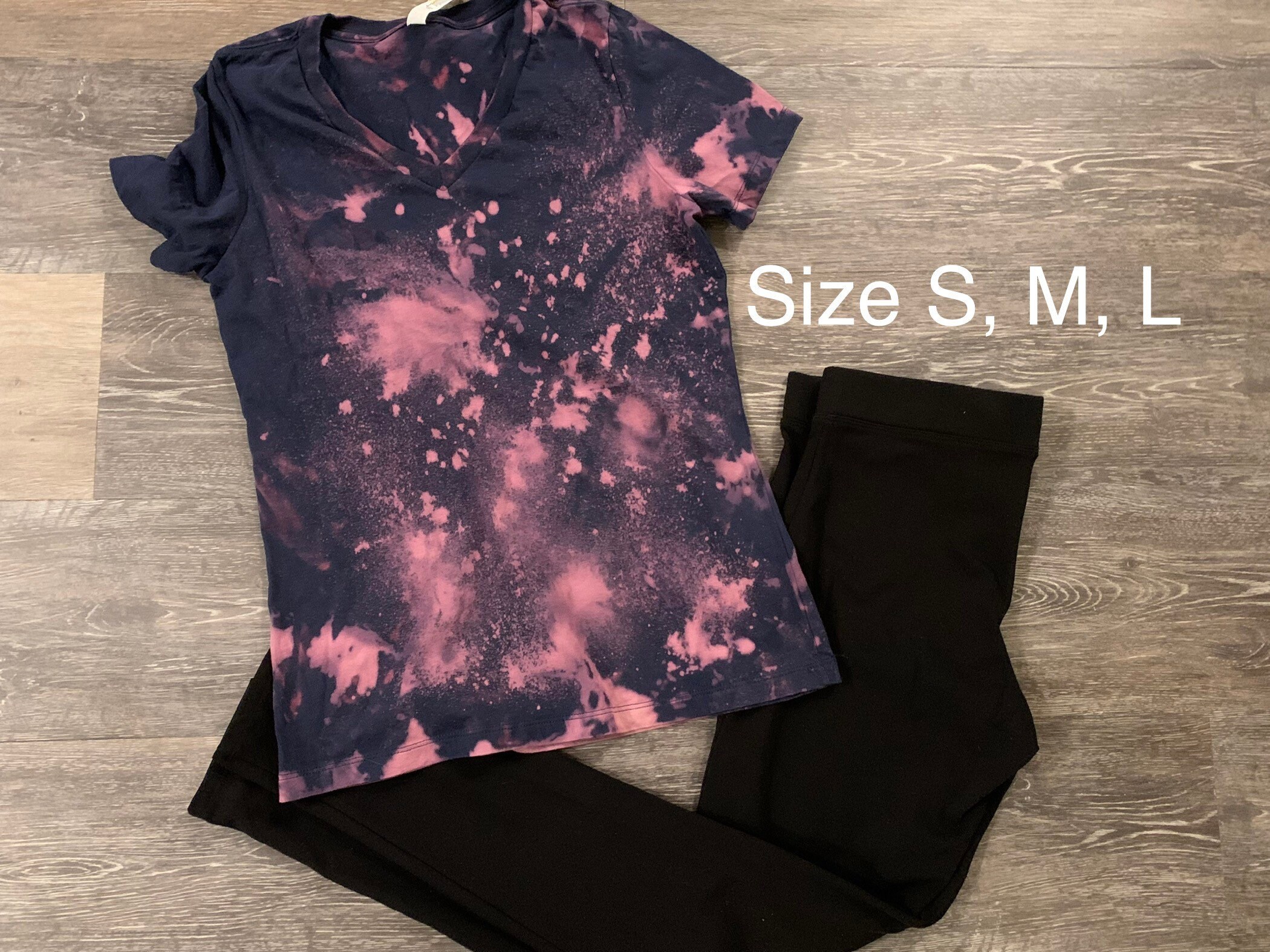 Navy and Pink Bleach Dyed TShirt Etsy