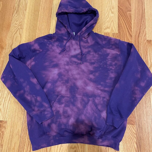 Reverse Tie Dye / Purple Bleach Dye Hoodie / Tie Dye Sweatshirt