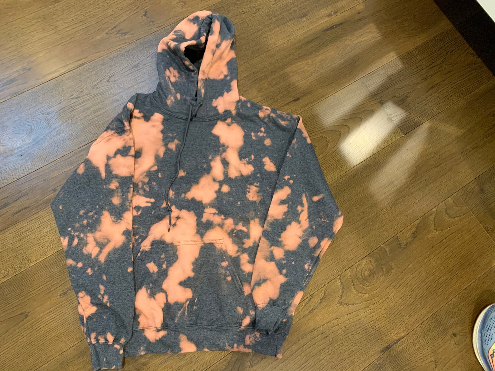 Grey Bleach Dye Hoodie Etsy