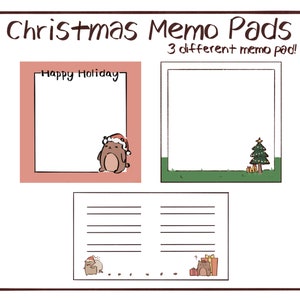 Letter size Printable Christmas memo pad / Bullet journal / Printable memo pad