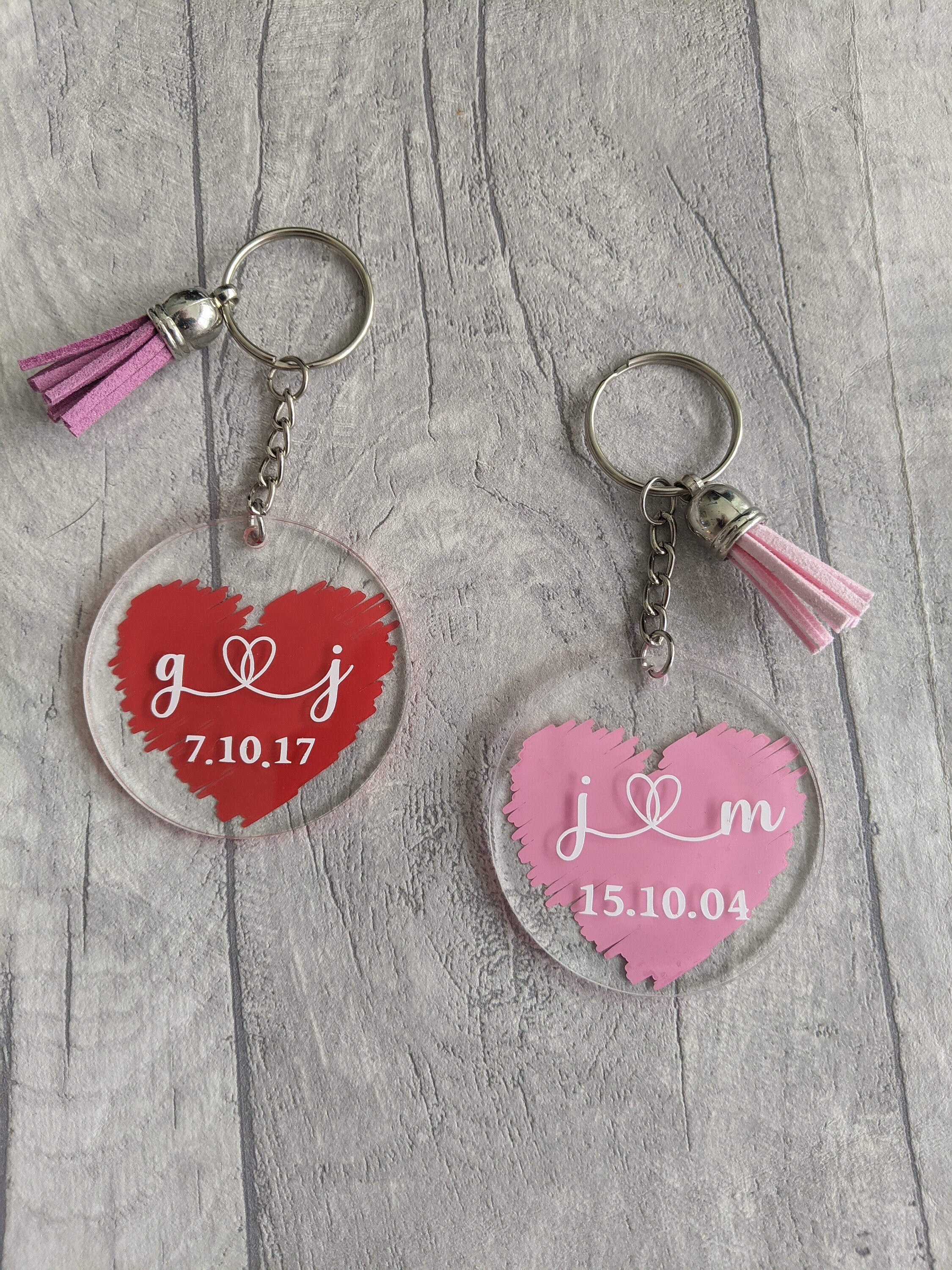 Personalised Couples Keyring with Initials & Dates Romantic Etsy