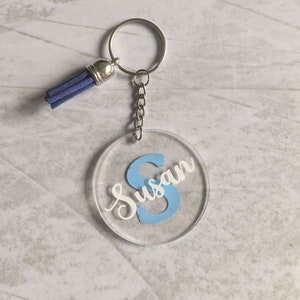 Personalised Colour Initial Keyring With Name, Monogram Keyring, Custom ...