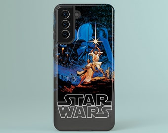 May include: A black phone case featuring a Star Wars image. The image depicts Darth Vader, Luke Skywalker, and Princess Leia. The text "STAR WARS" is printed in white on the case.