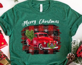 Merry Christmas Shirt, Christmas Gifts, Red Truck Christmas, Xmas Holiday Shirt, Holiday Party Shirt, Winter Shirt, Funny Xmas Shirt