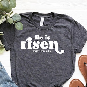 Él ha resucitado camisa, camisa de Pascua, regalo de Pascua, camisa de Pascua de Jesús, camisa de Mateo, camisa cristiana, camisa religiosa, camisa inspiradora