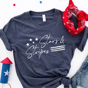 Stars and Stripes Shirt, Retro American Flag, 4th of July Shirts, Merica Shirt, Womens 4th of July,Minimalist Design, Memorial Day,