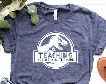Teaching is a Walk in Park Teacher Life Dinosaur T-Rex Shirt Gift women men_39_2e