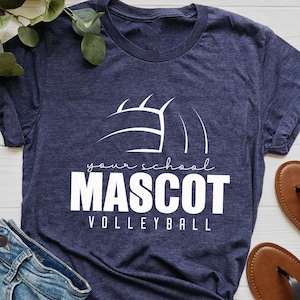 Custom Mascot Volleyball T-shirts, Custom Volleyball Team Sweatshirt, Game Day Volleyball Shirt, School Volleyball Shirt, Custom School Name