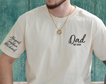 Benutzerdefinierte Papa T-Shirts, mit Kindernamen auf dem Ärmel, Papa Sweatshirts, benutzerdefinierte Papa Shirts, neue Papa Shirts, Papa Shirt, Papa mit Kindernamen, Papa T-Shirt