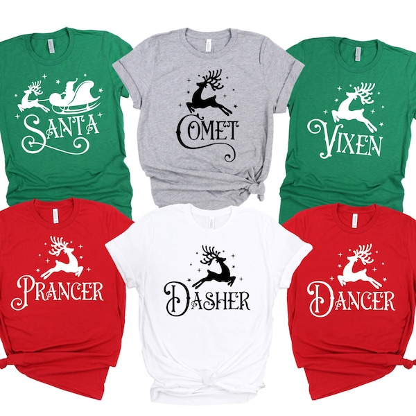 Santa's Reindeer Shirt, Christmas 2026 Shirts, Reindeer Names Shirt, Reindeer Crew Tee, Santa Xmas Shirt
