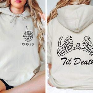 Til Death Sweatshirt, Halloween Skeleton Hoodie, Halloween Couple Sweatshirt, Wedding Gift For Skeleton Lovers, Halloween Wedding Hoodie