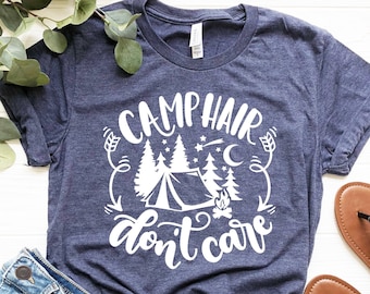 Personalized Tee for Hiking Gift, Camp Hair Shirt Custom Family Camping T-Shirt, Matching Tee for Road Trip Vacations, In the Woods Tshirt